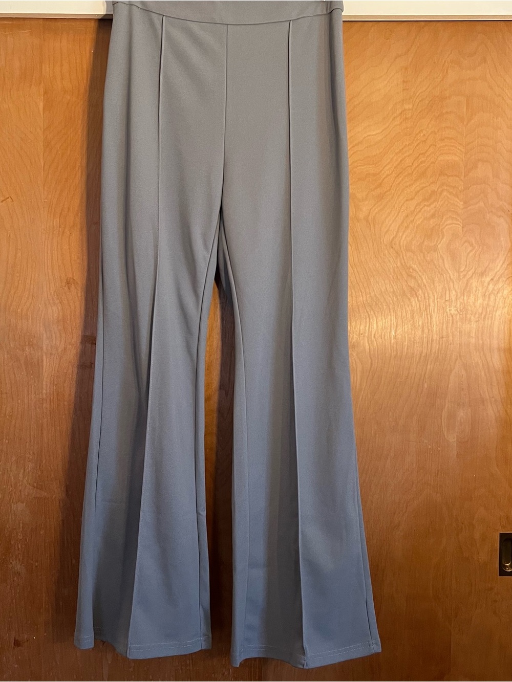 SHEIN Light Gray High-Waist Flare Ponte Pants